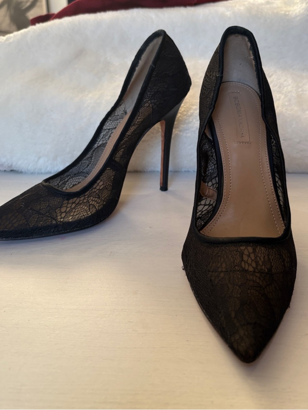 BCBG Black Lace Pointed-Toe Stiletto Pumps - Women